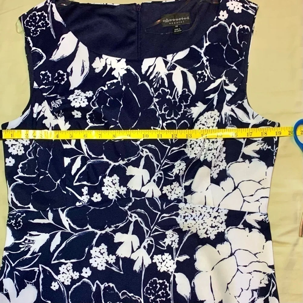 🌸 connected apparel Black & White Floral Dress, Size 14 💐 - Picture 5 of 8